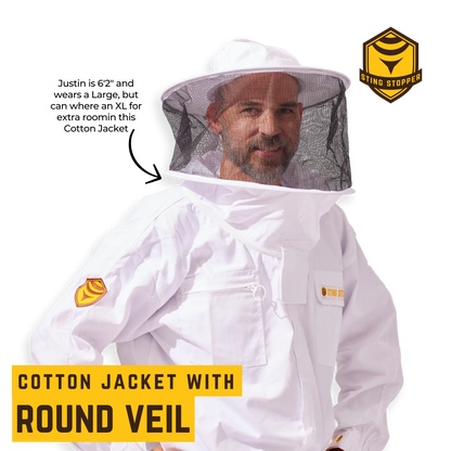 Classic Cotton Beekeeping Jacket with Round Veil
