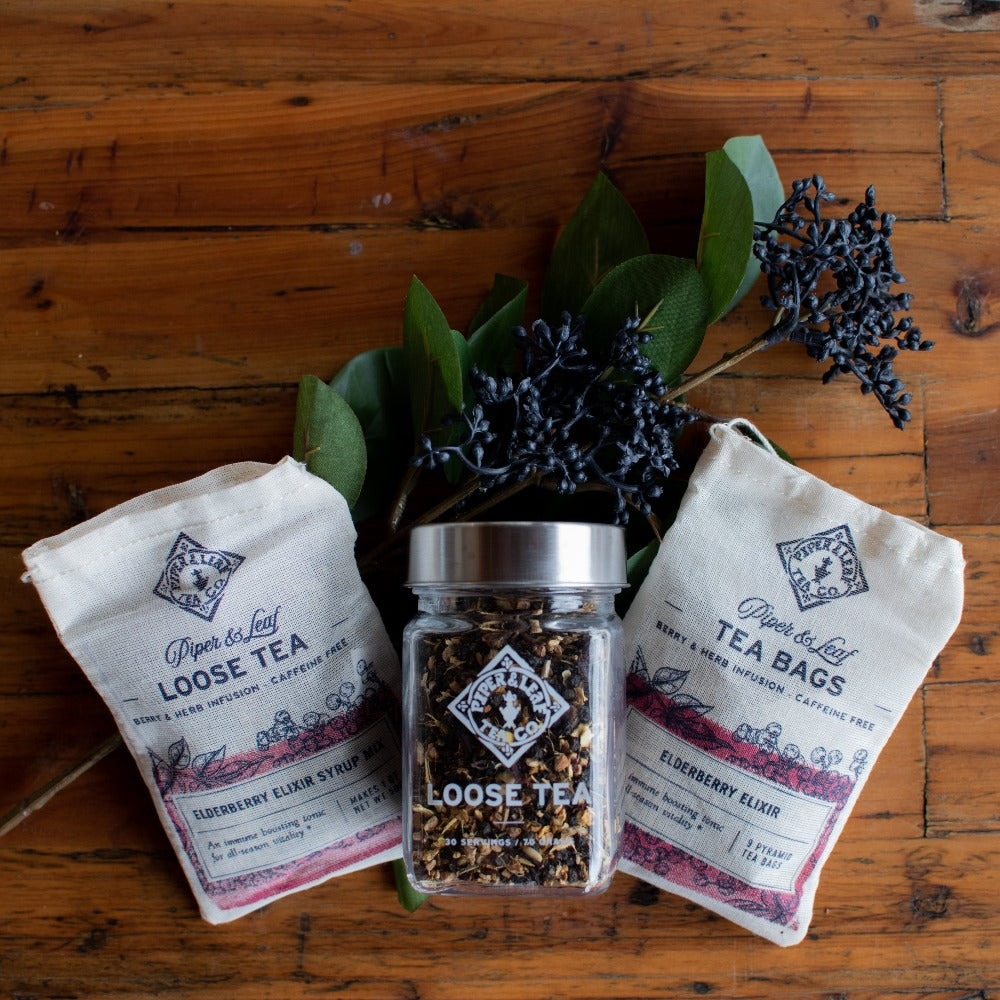 Elderberry Elixir Glass Jar of Loose Leaf Tea- 30 Servings