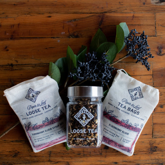 Elderberry Elixir Glass Jar of Loose Leaf Tea- 30 Servings