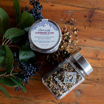 Elderberry Elixir Glass Jar of Loose Leaf Tea- 30 Servings