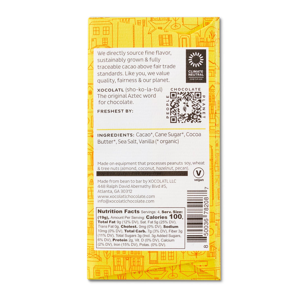 Dark & Salty Dark Chocolate Sea Salt Bar, Confection from Xocolatl Small Batch Chocolate