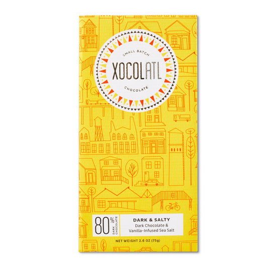 Dark & Salty Dark Chocolate Sea Salt Bar, Confection from Xocolatl Small Batch Chocolate