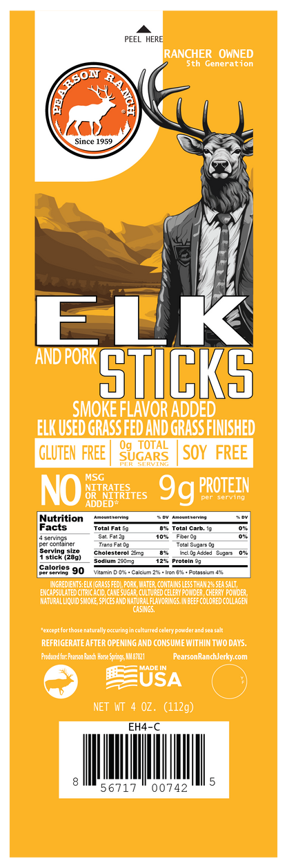 Elk Hickory Smoked Snack Stick Multipack, Meat from Pearson Ranch Jerky