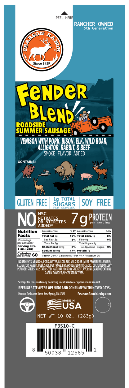 Fender Blend Summer Sausage (10 oz.), Meat from Pearson Ranch Jerky