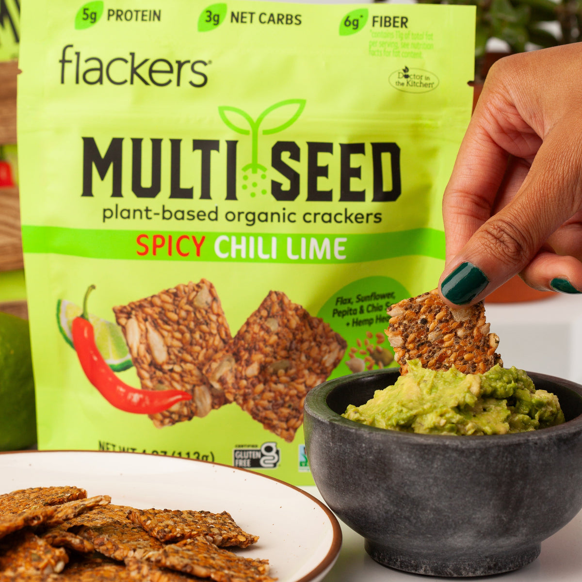 (6-pack) Spicy Chili Lime Multi Seed Crackers, Pantry from Flackers