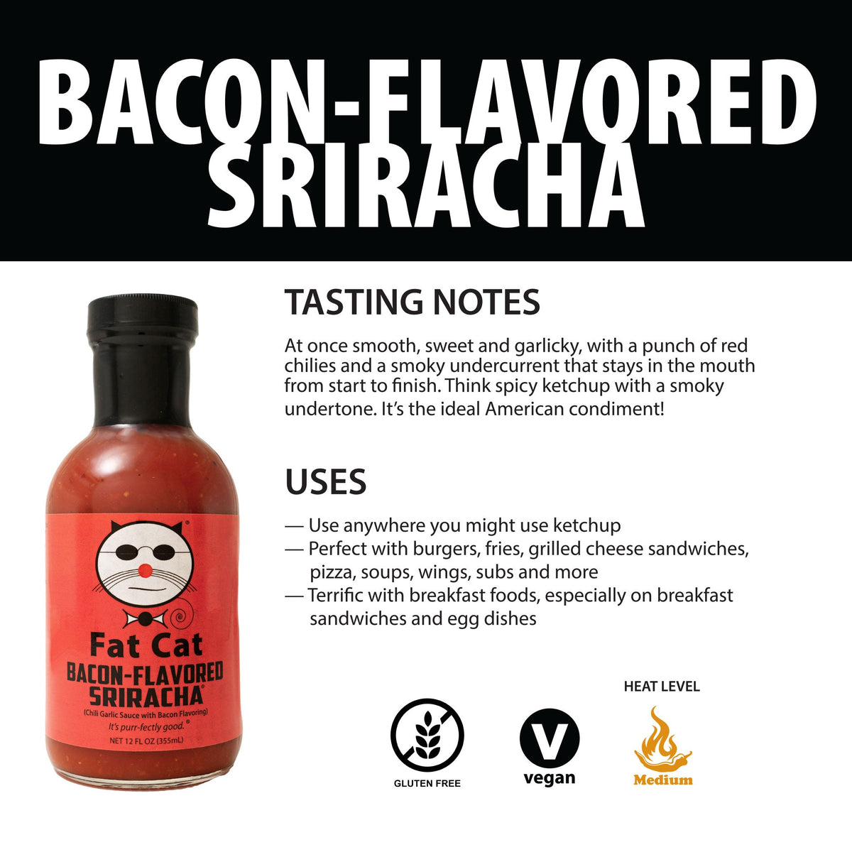 Bacon-Flavored Sriracha Chili Garlic Sauce with Bacon Flavoring (Vegan), image 2 of 8