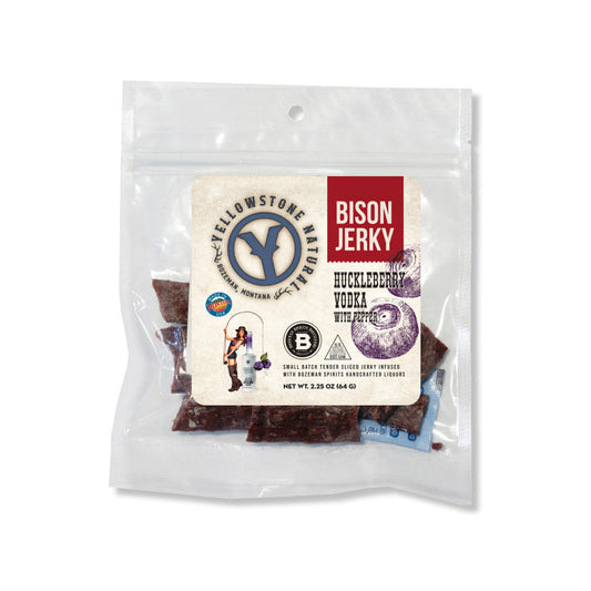 2.25 oz. Bison Huckleberry Vodka with Pepper Jerky, Bison Jerky from Hi-Country Snack Foods Inc.
