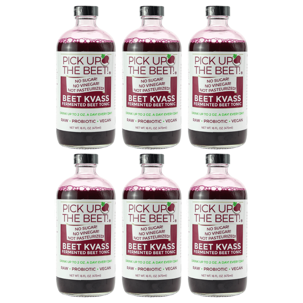 Organic Raw Beet Juice Kvass 6 Pack 16oz Natural Beetroot, Beverage from Garden Goddess