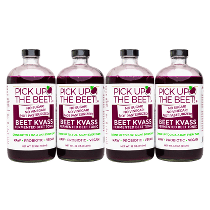 4-Pack Organic Probiotic Raw Beet Juice Kvass 32oz, Beverage from Garden Goddess