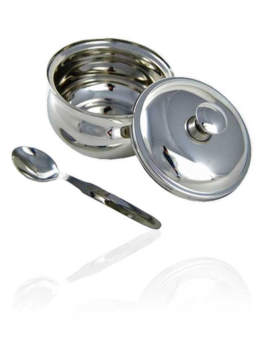 Ghee Pot (known as Ghilodi), Stainless Steel, with lid and spoon, Food Storage Containers from Pure Indian Foods