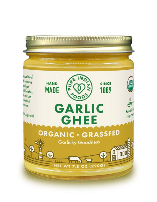 Garlic Ghee, Grassfed & Certified Organic - 7.8 oz, Cooking Oils from Pure Indian Foods