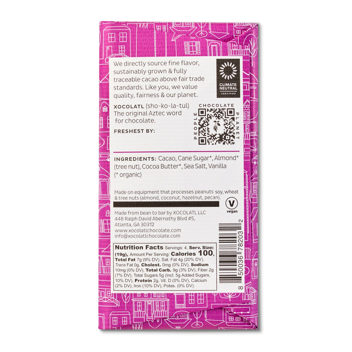 Go Nuts! Dark Chocolate Almond & Sea Salt Bar, Confection from Xocolatl Small Batch Chocolate