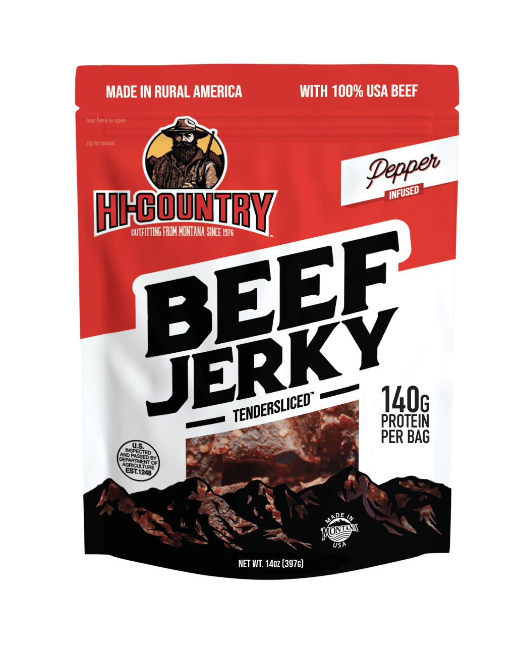 Pepper Infused Beef Jerky, Jerky from Hi-Country Snack Foods Inc.