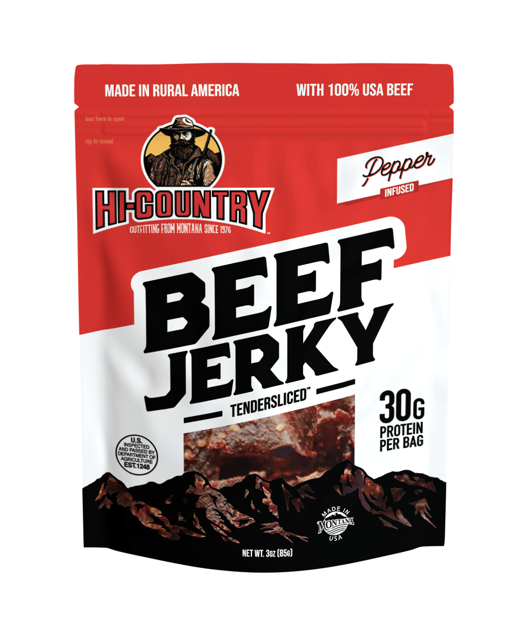Pepper Infused Beef Jerky, Jerky from Hi-Country Snack Foods Inc.