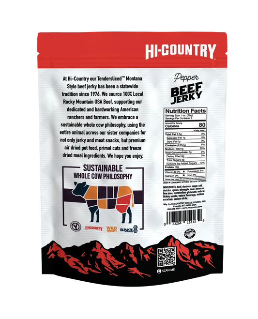 Pepper Infused Beef Jerky, Jerky from Hi-Country Snack Foods Inc.