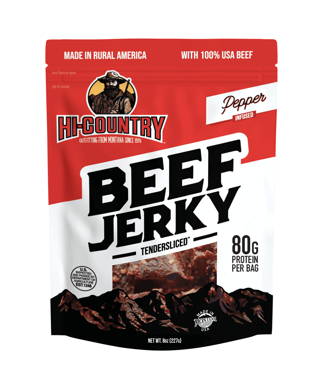 Pepper Infused Beef Jerky, Jerky from Hi-Country Snack Foods Inc.