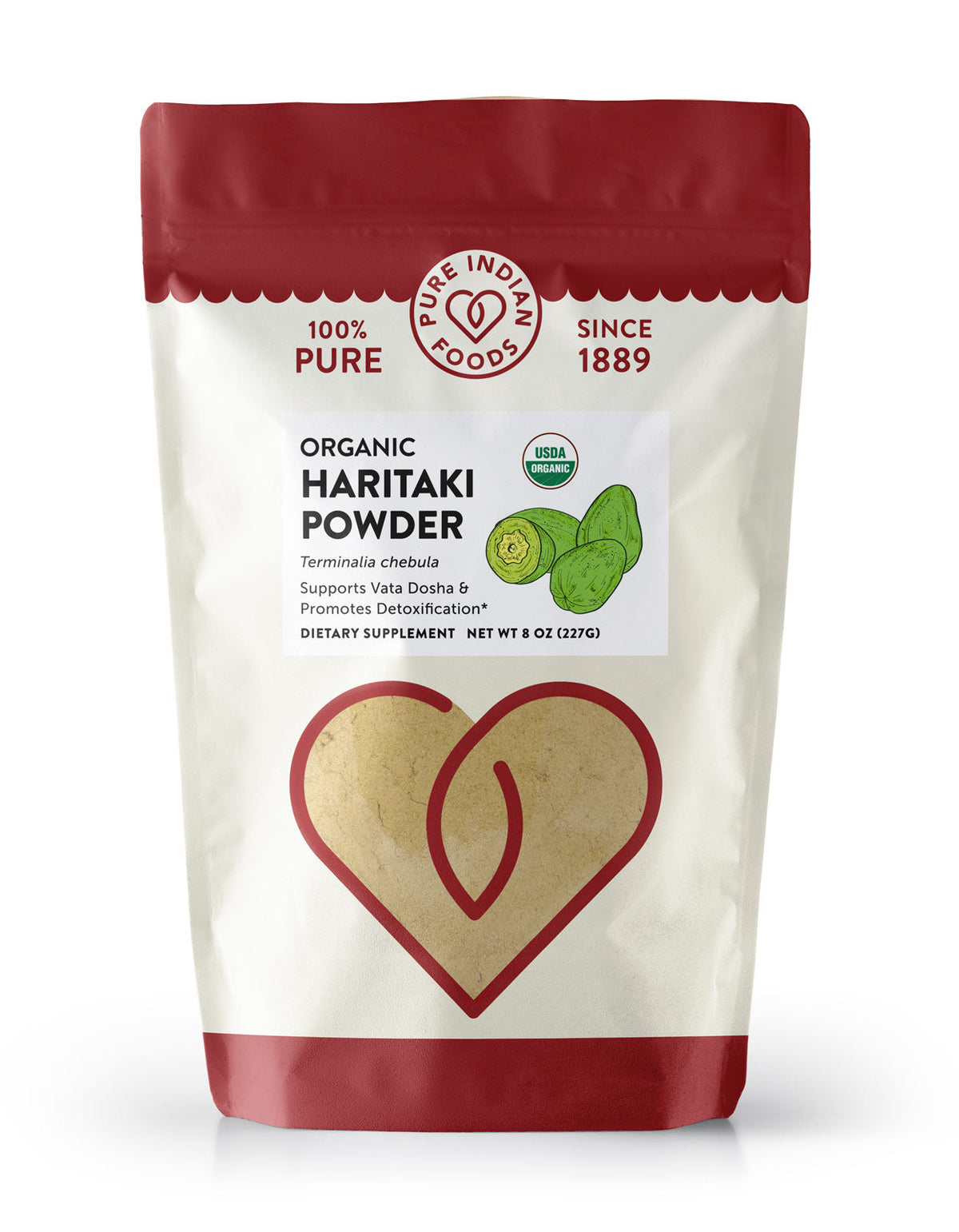 Haritaki Powder, Certified Organic - 8 oz, Vitamins & Supplements from Pure Indian Foods