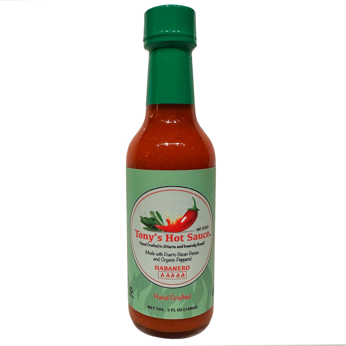 Tony's  Hancrafted "Habanero" Hot Sauce 5 Oz, Hot Sauce from Tony's Hot Sauce Company