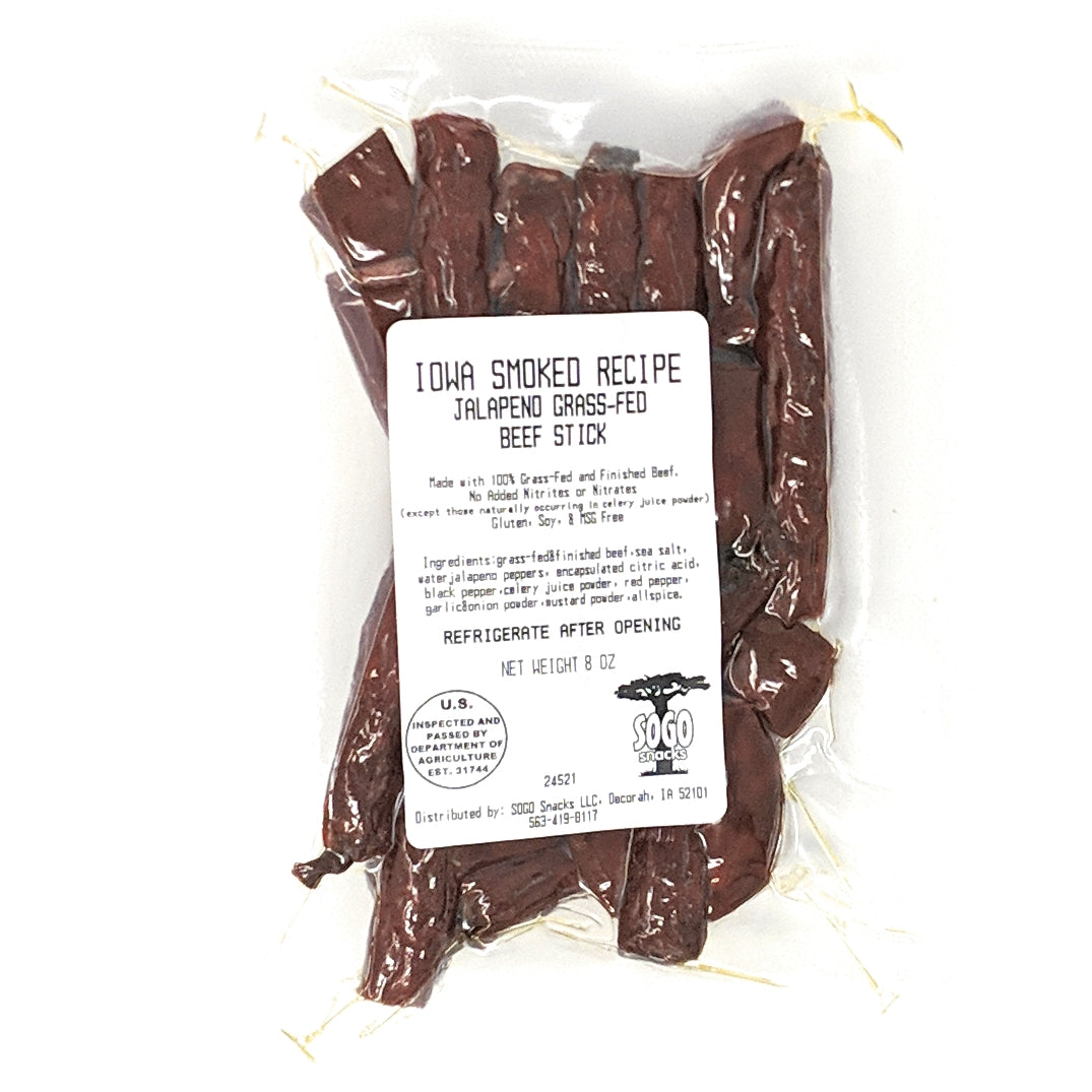Jalapeno, Iowa Smoked Recipe, 100% Grass-Fed Beef Bites, 8-oz Packages by Sogo Snacks