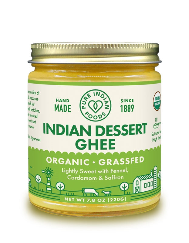 Indian Dessert Ghee, Grassfed & Certified Organic - 7.8 oz, Cooking Oils from Pure Indian Foods