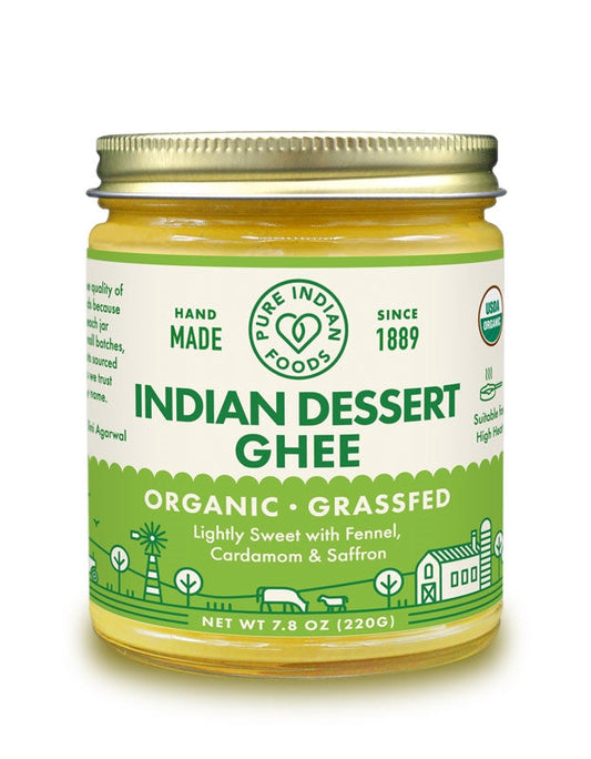 Indian Dessert Ghee, Grassfed & Certified Organic - 7.8 oz, Cooking Oils from Pure Indian Foods