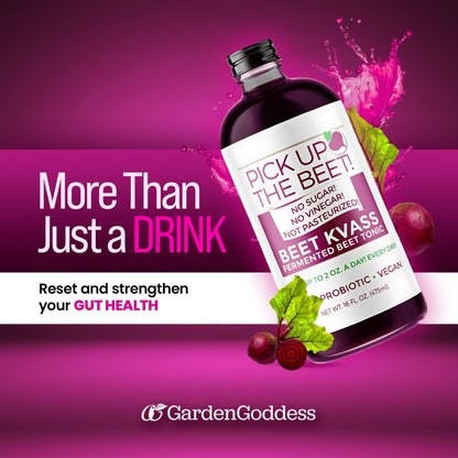 2-Pack Organic Probiotic Raw Beet Juice Kvass 32oz, Beverage from Garden Goddess