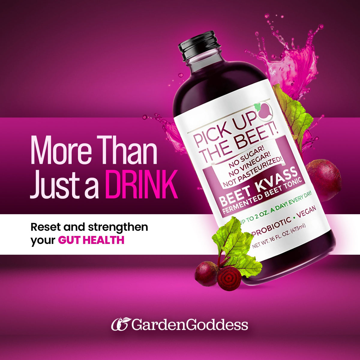 Organic Raw Beet Juice Kvass 3 Pack 16oz Natural Beetroot