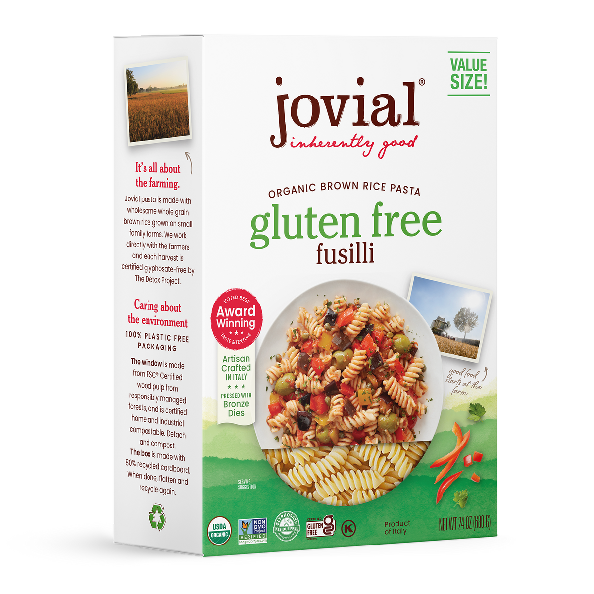 Organic Gluten Free Brown Rice Fusilli Family Size 24 oz. from Jovial Foods, Inc