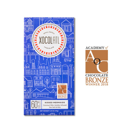 Kissed Mermaids Dark Chocolate Coconut Bar, Confection from Xocolatl Small Batch Chocolate
