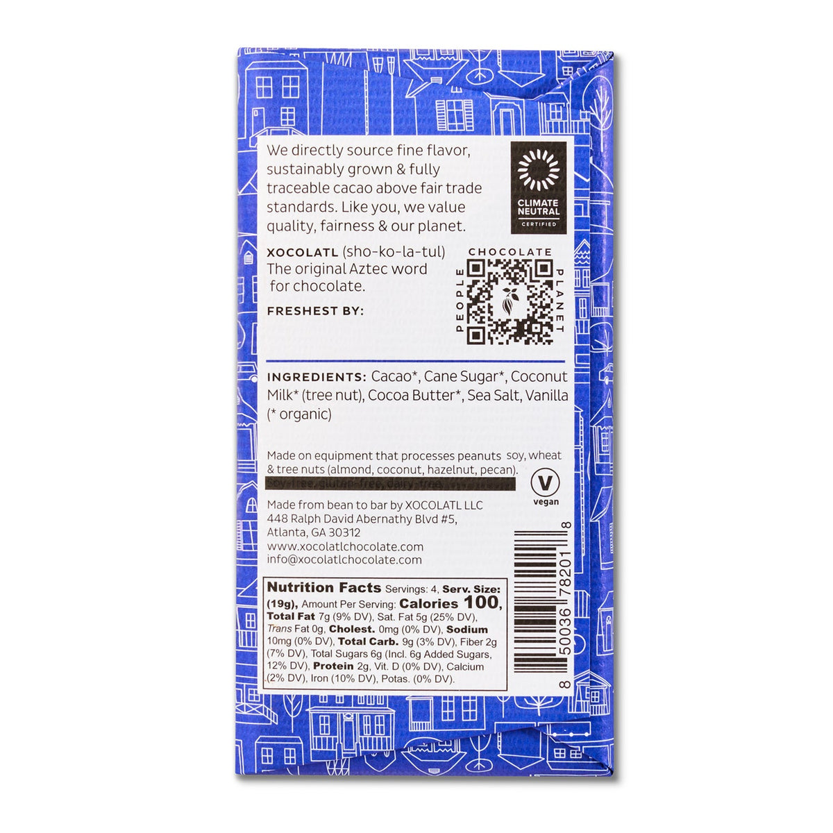 Kissed Mermaids Dark Chocolate Coconut Bar, Confection from Xocolatl Small Batch Chocolate
