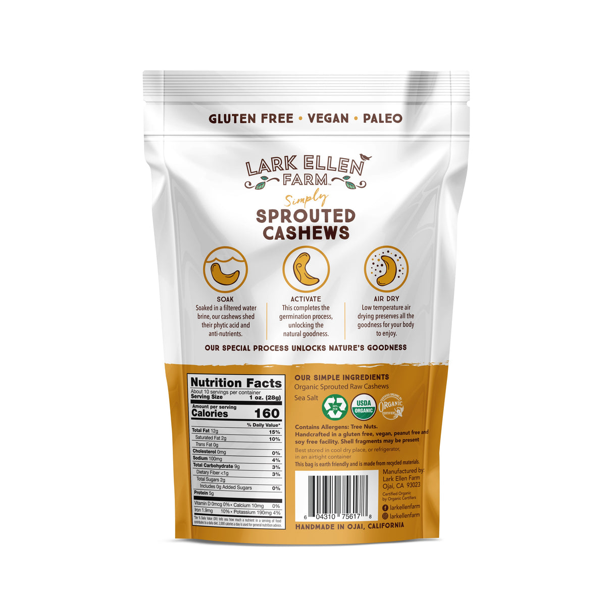 Cashews Lightly Salted. Sprouted Organic, image 3 of 7