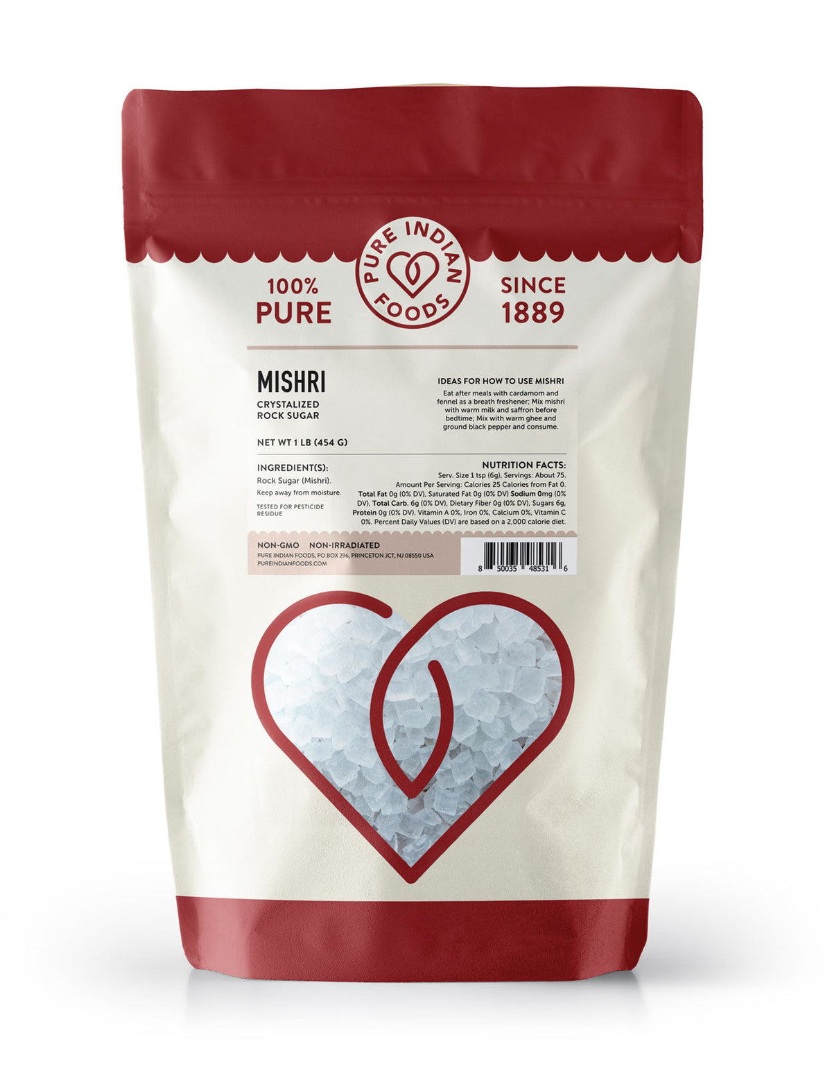 Crystallized Rock Sugar Whole (Mishri) - 1 lb, Sugar & Sweeteners from Pure Indian Foods