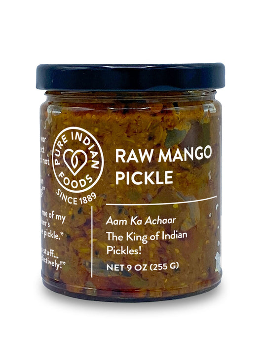 Indian Raw Mango Pickle - Limited Edition Seasonal Item - 9 oz, Pickled Fruits & Vegetables from Pure Indian Foods