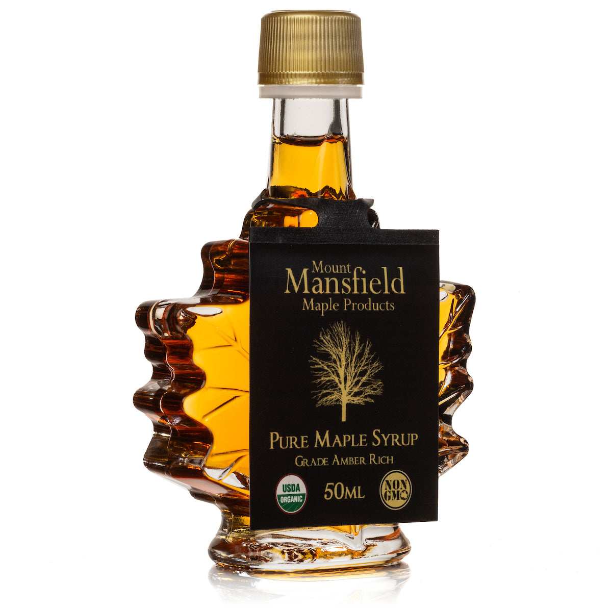 50ml Vermont Maple Leaf Favor Bottle of Organic Pure Vermont Maple Syrup, image 2 of 2