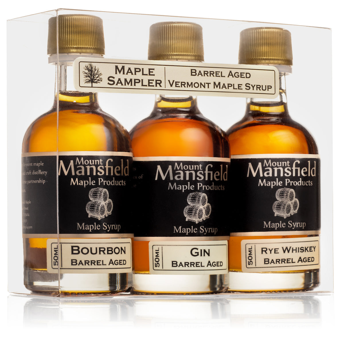 3-Pack Barrel Aged Vermont Maple Syrup Sampler Set by Mount Mansfield Maple Products