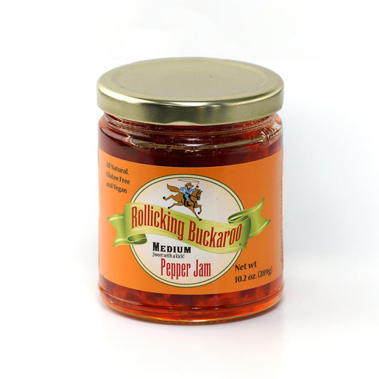 Medium Pepper Jam "Sweet with a Kick", Condiment from Rollicking Buckaroo