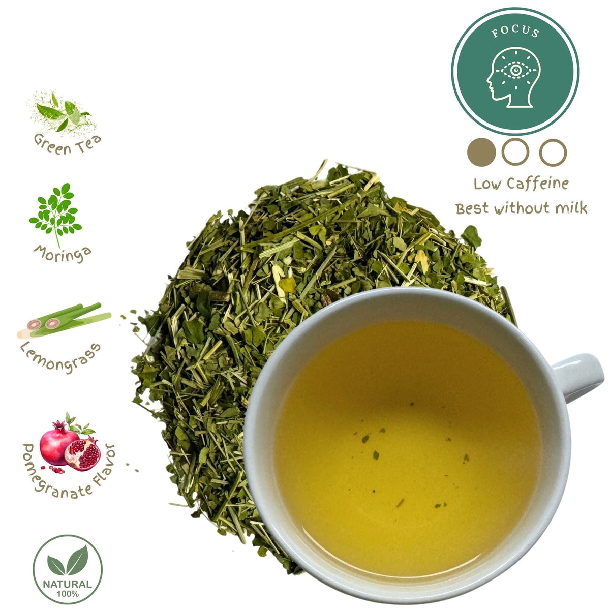 Moringa Pom Tea Green Tea Blend | Plant-based Tea Bags
