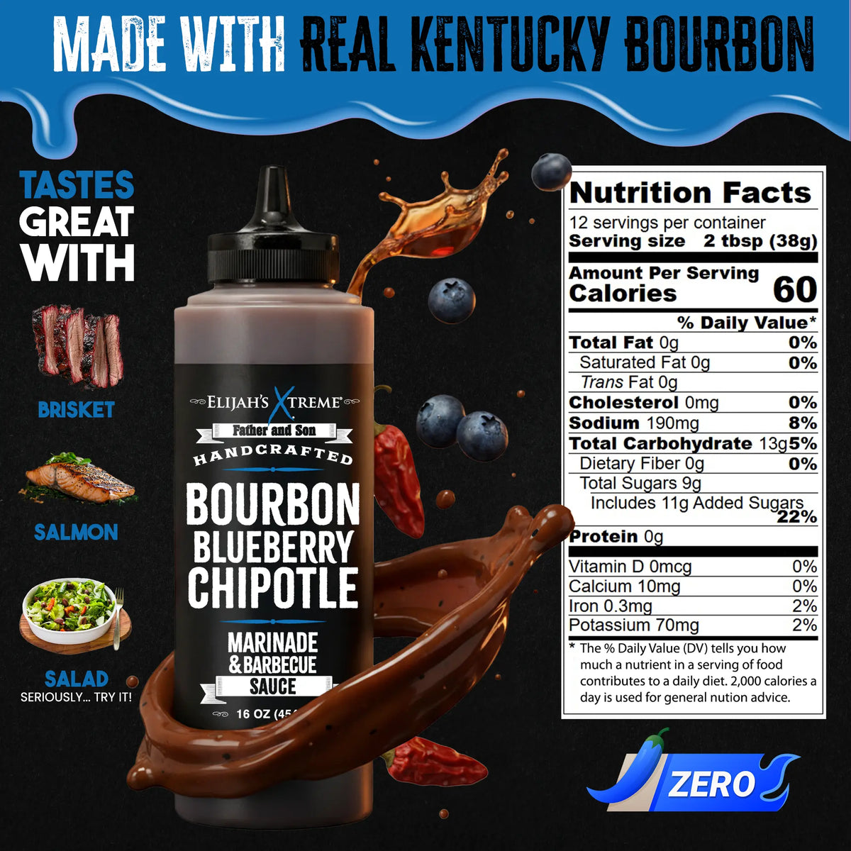 Bourbon Blueberry Chipotle BBQ Sauce & Marinade, BBQ Sauce from Elijah's Xtreme