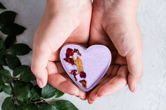 Valentine's Day best Bath Bombs Gift - Lavender  - a Set of 5 Heart Shaped Gift box, Gift Box from Lizush