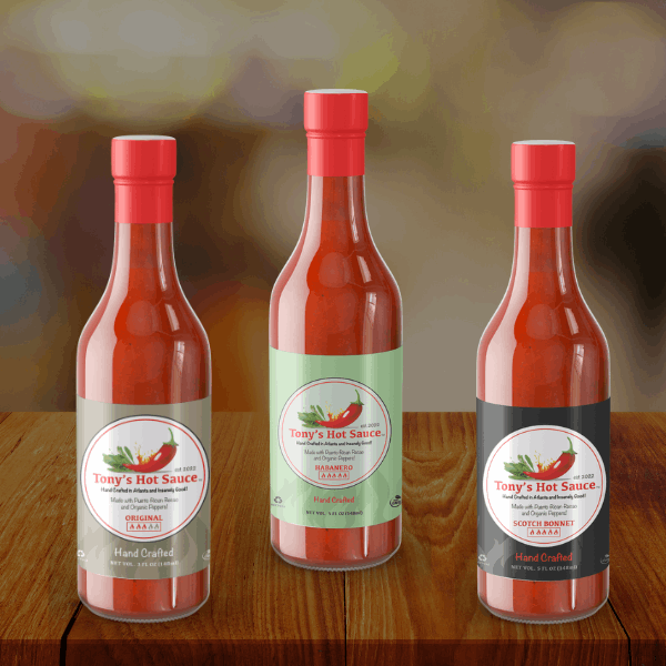 Tony's Handcrafted 5oz Hot Sauce 3 Bottle Combo Set "Original, Habanero, Scotch Bonnet", Hot Sauce from Tony's Hot Sauce Company