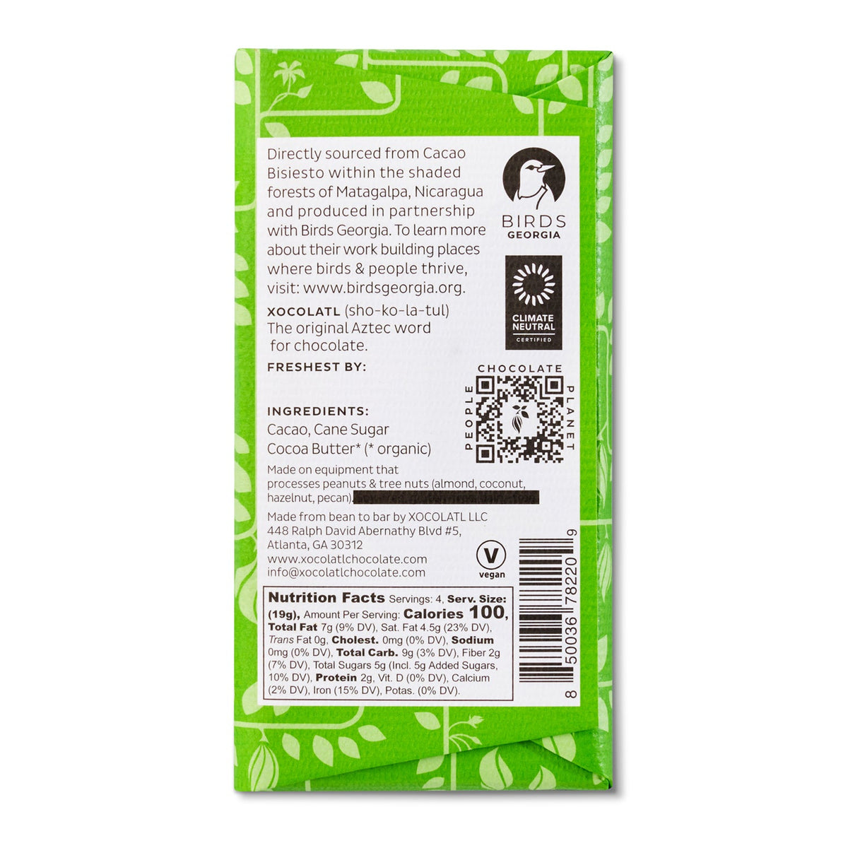 Matagalpa, Nicaragua, 72% Dark Chocolate Bar, Confection from Xocolatl Small Batch Chocolate