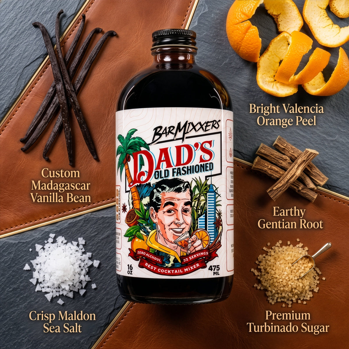 BarMixxers Premium Aromatic Bitters Reserve | Zero-Proof Dark Botanical & Raw Sugar Beverage Base | 16oz