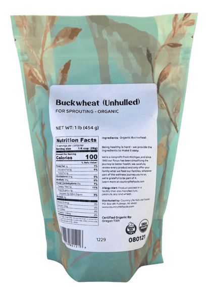 Buckwheat, Unhulled For Sprouting, Organic