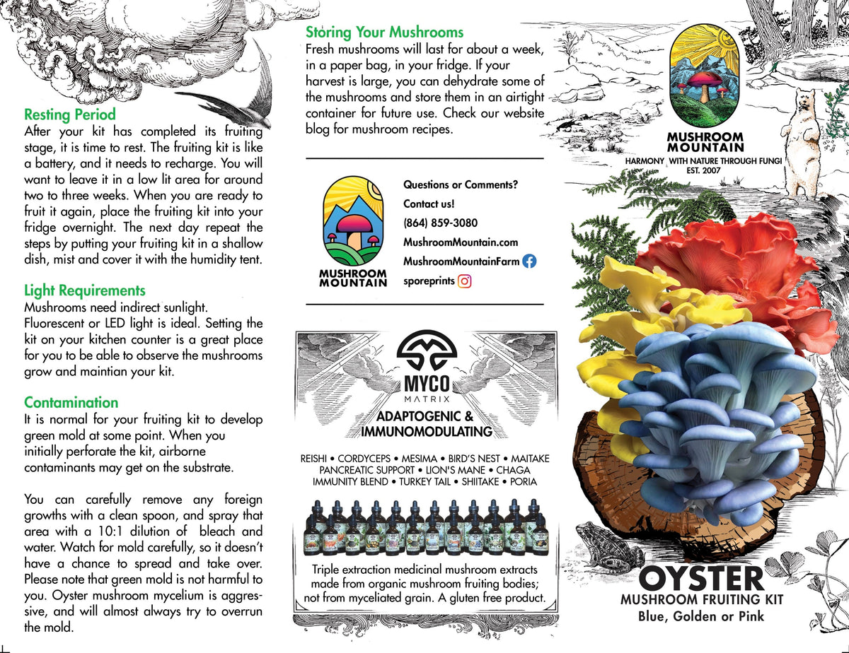 Oyster Mushroom Fruiting Kit - (Pleurotus spp.), Garden from Mushroom Mountain