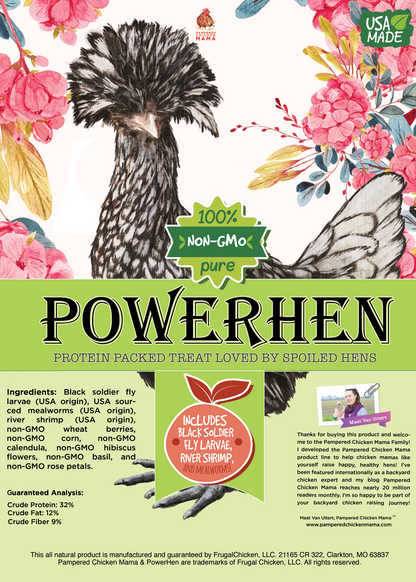 PowerHen (TM) High Protein Treat With Mealworms, Black Soldier Fly Larvae, & Herbs For Backyard Chickens, Chicken Treats from Dahlia Pets