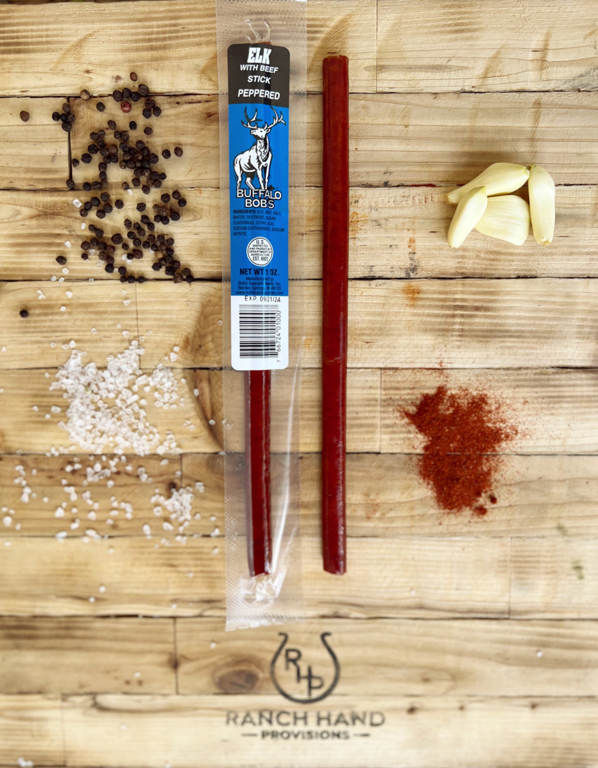 Elk Jerky Stick — Peppered, Meat from Ranch Hand Provisions