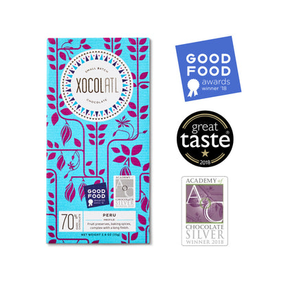 San Martin De Pangoa, Peru 70% Dark Chocolate Bar, Confection from Xocolatl Small Batch Chocolate