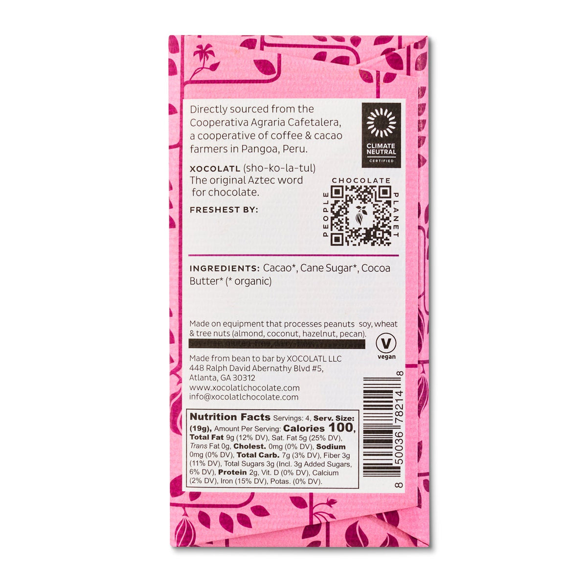 San Martin De Pangoa, Peru 85% Dark Chocolate, Confection from Xocolatl Small Batch Chocolate