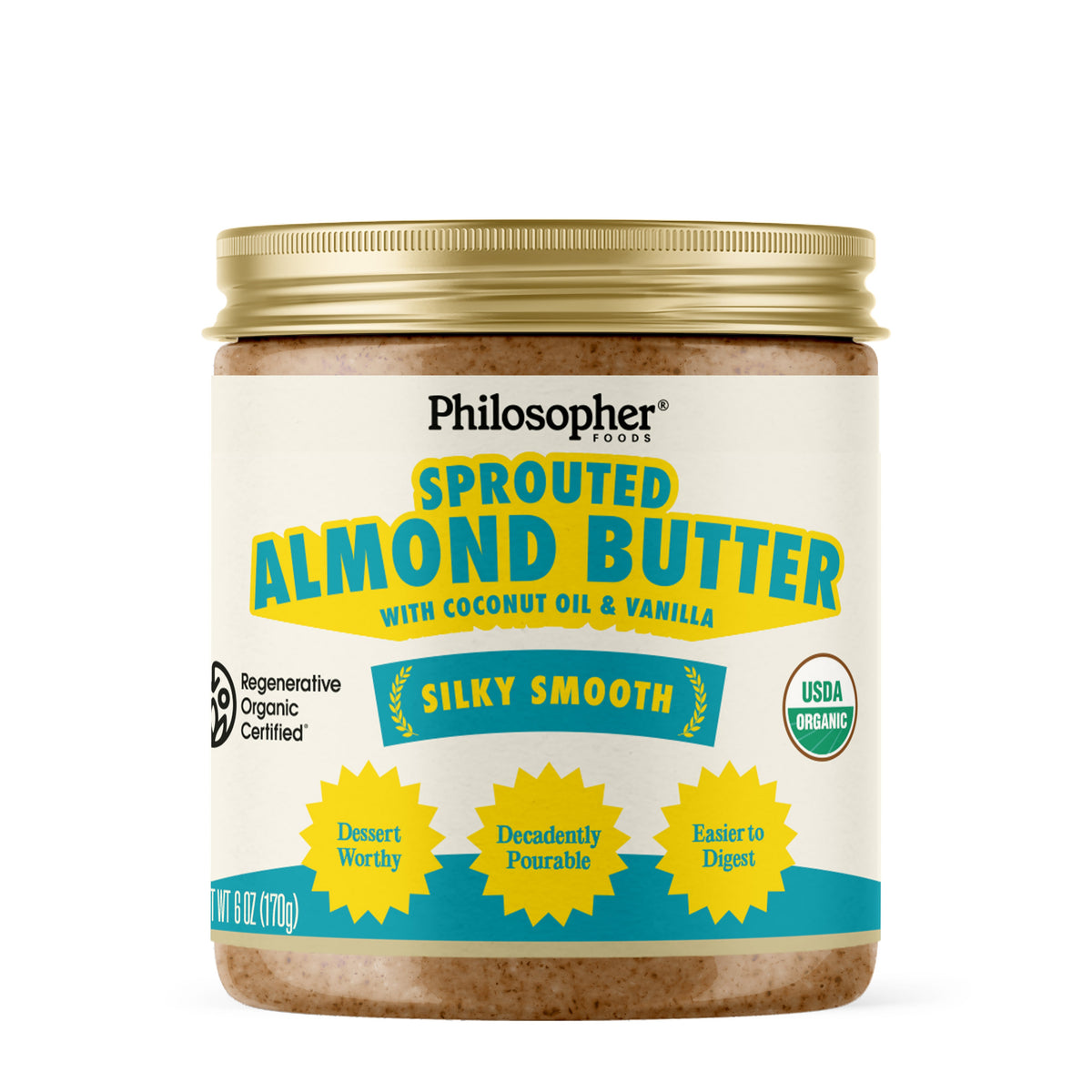 Silky Smooth Sprouted Almond Butter w/ Coconut Oil & Vanilla by Philosopher Foods