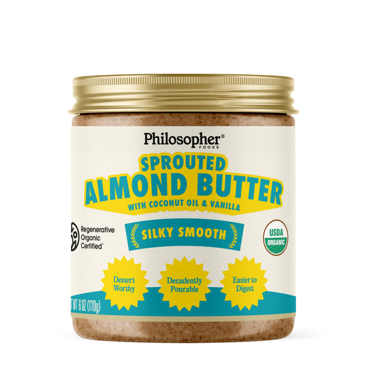 Silky Smooth Sprouted Almond Butter w/ Coconut Oil & Vanilla by Philosopher Foods